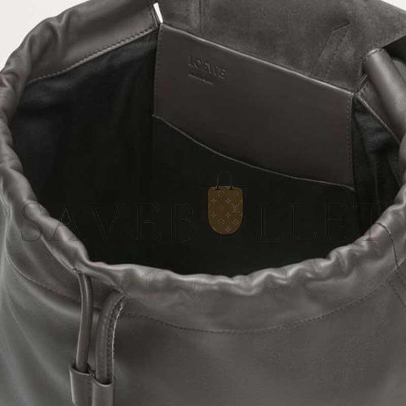 L0ew* grey leather flamenco backpack b411flkx01 (40*36*16cm)